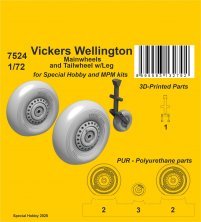 1/72 Vickers Wellington Mainwheels & Tailwheel with leg