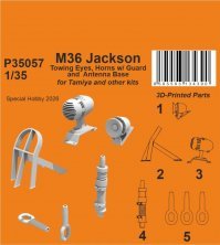 CMK 1/35 M36 Jackson Anneaux remorquage, Klaxons, Base Antenne