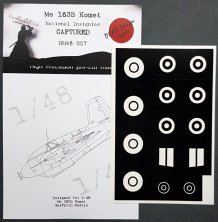 1/48 Messerchmitt Me-163B Komet national insignia paint masks