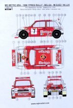 1/24 Metro 6R4 BELGA Rallye Ypress 1986 decal