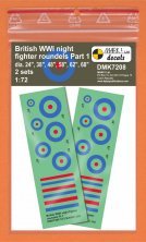 1/72 British WWI Night Fighter roundels Pt.1, 2 sets