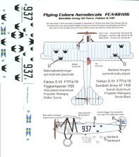 Flying Colors 1/48 Fokker D.VIIIF No 937 Swedish Army Air Force
