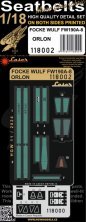 1/18 Focke-Wulf Fw-190A-8 Orlon seatbelts