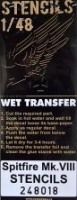 1/48 Spitfire Mk.VIII Stencils Eduard Wet Transfers