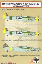 1/72 Decals Bf 109 G-10 (Croat. Air Force) Part 1