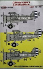 KORA MODEL D�cals Curtiss Hawk II Canton 1/72