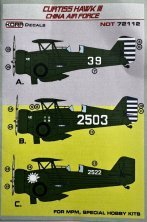 KORA Model D�cals Curtiss Hawk III China Air Force 1/72