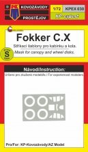 1/72 Fokker C.X wheels and canopy canopy frame paint mask