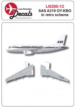 1/200 SAS Airbus A319 OY-KBO decals in retro scheme