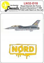 1/32 decals of Rdaf F-16B with Nrd nerd on tail