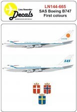 1/144 decals of Sas Boeing 747 in the first colour scheme