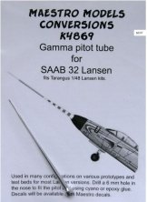 1/48 Gamma pitot tube for SAAB 32 Lansen