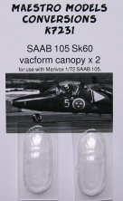 1/72 SAAB Sk60  Vacu canopy (2 pcs.)
