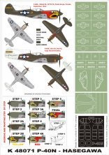 1/48 Curtiss P-40N Warhawk canopy frame paint masks inside and o