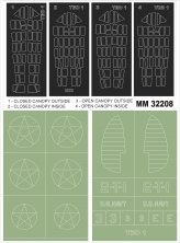 1/32 Douglas TBD-1 Devastator 2 canopy frame paint masks inside