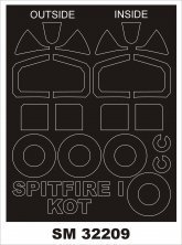 1/32 Supermarine Spitfire Mk.Ia Mid 2 canopy masks