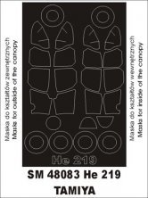 Canopy Paint Masks He-219A-7 Uhu 1/48 Tamiya