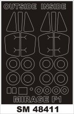 1/48 Dassault Mirage F.1CT/CR Canopy masks (for Kitty Hawk)