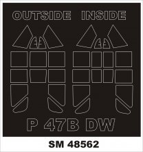 1/48 P-47B Thunderbolt canopy frame paint mask for Dora Wings