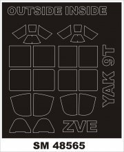 1/48 Yakovlev Yak-9T canopy frame paint mask for Zvezda