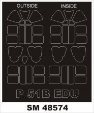 1/48 North-American P-51B Mustang mask for Eduard