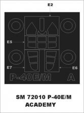 Curtiss P-40E/P-40M 1/72 Canopy Mask Montex