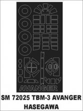 Kabinenfenster-Rahmen Farbmaske TBM-3 Avenger 1/72