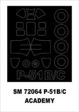 Montex 1/72 P-51B/P-51C Mustang Canopy Frame Paint Mask