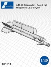 1/48 2x AIM-9B Sidewinder with rail and pylon for Mirage III/5