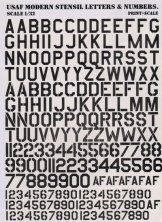1/32 USAF modern stencil letters and numbers in Black