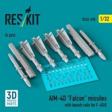 1/32 AIM-4D Falcon missiles with launch rails