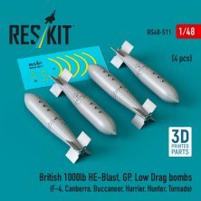 1/48 British 1000lb HE-Blast, GP, Low for Dragon bombs