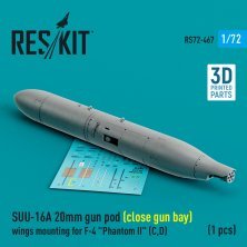 1/72 SUU-16A 20mm gun pod for closed wings mounting