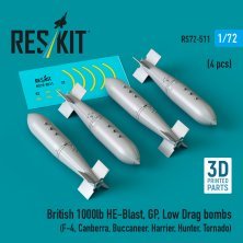 1/72 British 1000lb HE-Blast, GP, Low for Dragon bombs