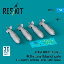 1/72 British 1000lb HE-Blast, GP, High for Dragon Ret.