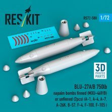 Reskit 1/72 Bombes Napalm BLU-27A/B 750lb avec/sans ailettes