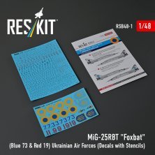 1/48 Mikoyan MiG-25RBT Foxbat Blue 73 & Red 19 Ukrainian AF