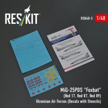 1/48 MiG-25 PDS Red 17,Red 87,Red 89 Ukraincludes AF