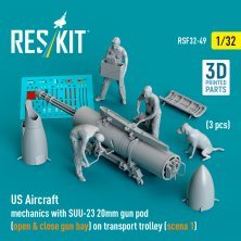 1/32 US Aircraft mechanics with SUU-23 20mm 3 figure