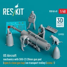 1/48 US Aircraft mechanics with SUU-23 20mm 3 figure