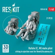 1/48 Rafale C,M male pilot sitting in ejection seat
