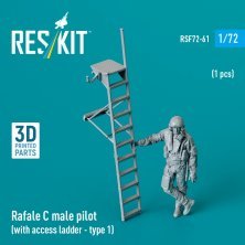 1/72 Rafale C male pilot with access ladder type 1