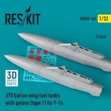 1/32 370 Gallons wing fuel tanks with pylons type 1