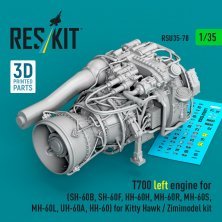 RESKIT Moteur T700 gauche 1/35 Kitty Hawk/ZIMI