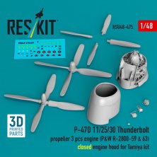 1/48 P-47D 11/25/30 Thunderbolt propel. & eng. for Tamiya