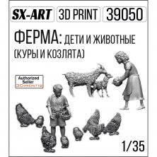 1/35 Village farm: children chicken and goats