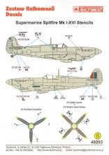 1/48 Supermarine Spitfire Mk. I / XVI Stencil Data for two aircr