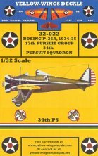 Yellow Wings D�calcomanies P-26A/P-26C Peashooter 1/32