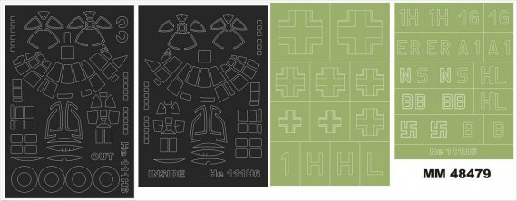 1/48 Heinkel He-111H-62 canopy masks + 3 insignia masks