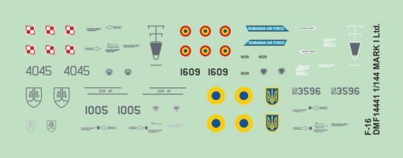 D�calcomanies 1/144 F-16 PL, SK, RO, UA